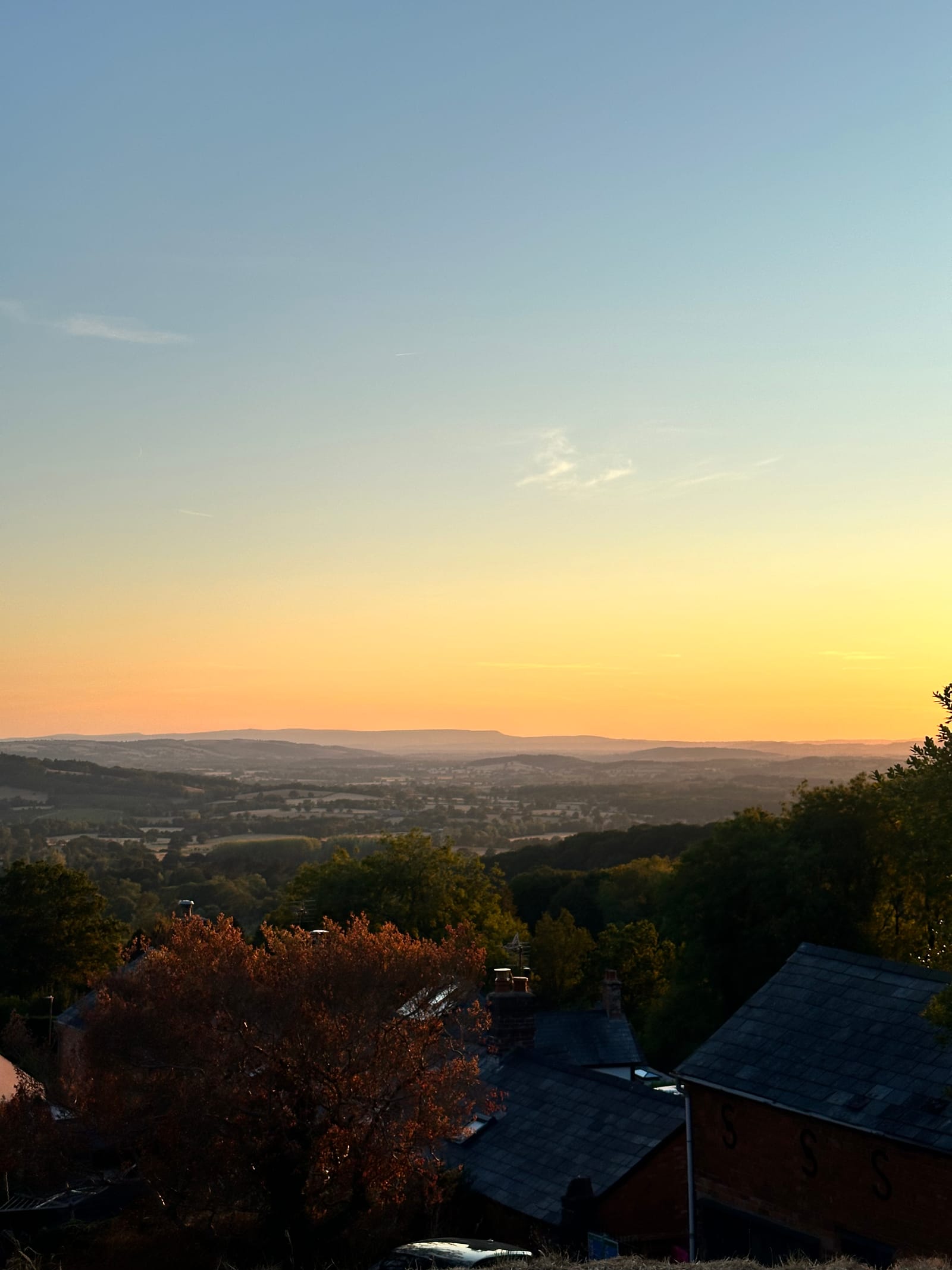Sunset over the plain from the Malvern Hills