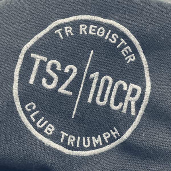 The co-branded shirt: a TR Register roundel reading TS2, 10CR, Club Triumph