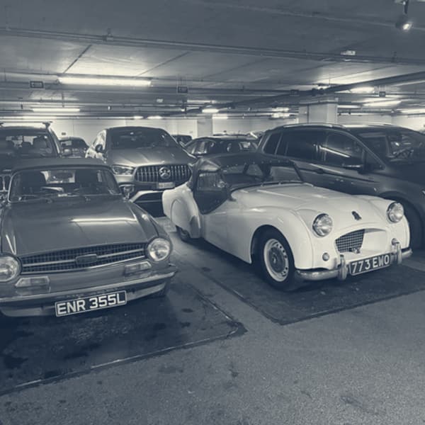 Rob's TR6 directly next to TS2